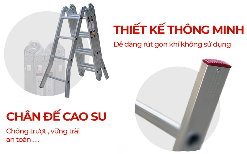 Thiết kế của Thang nhôm gấp đa năng 4 đoạn Fujihome ML104S