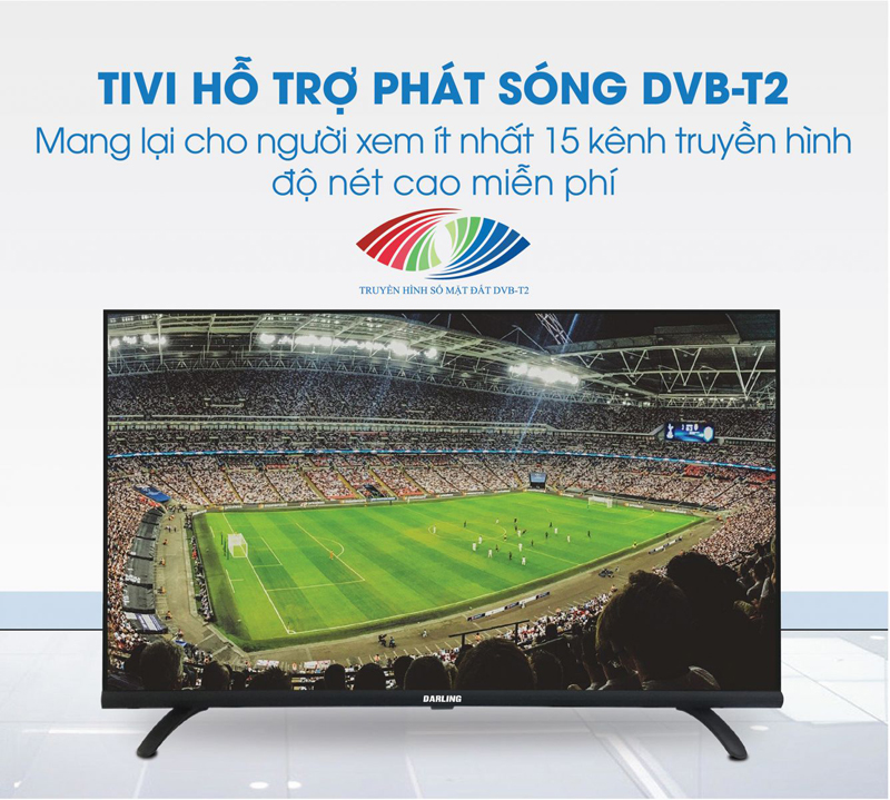 Tivi này có tích hợp DVB- T2, cung cấp cho người xem những kênh truyền hình ở độ nét cao.