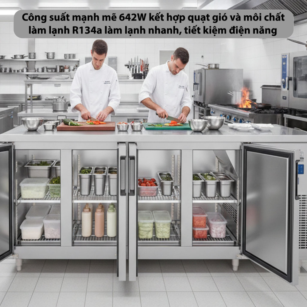 Tủ bàn mát quạt gió 4 cánh mở Unibar UB-4MI2275 - Hàng chính hãng
