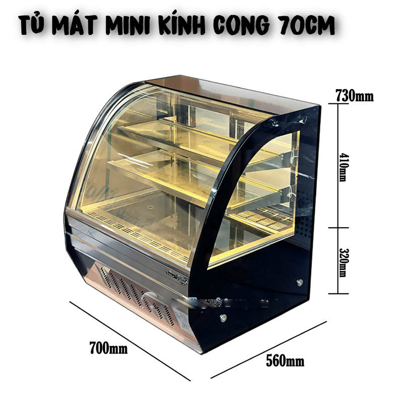 Tủ bánh mini kính cong 70 cm Snow Village GB-100 - Hàng chính hãng
