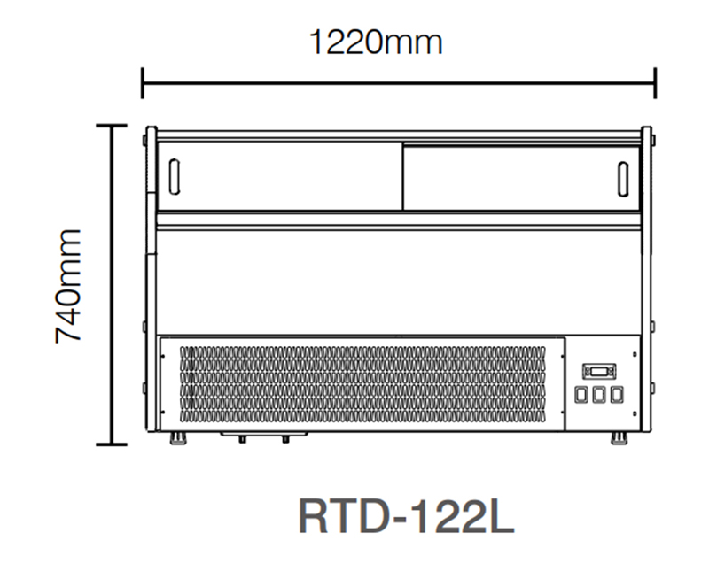 Kích thước của tủ  bảo quản và trưng bày kem Rotor RTD-122L 