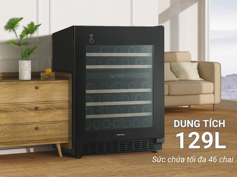 Tủ có dung tích 129L, chứa được 46 chai rượu