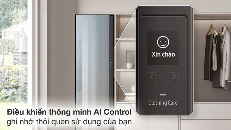 Bảng điều khiển của Tủ chăm sóc quần áo thông minh Inverter Bespoke AirDresser 3 móc Samsung DF60A8500EG/SV