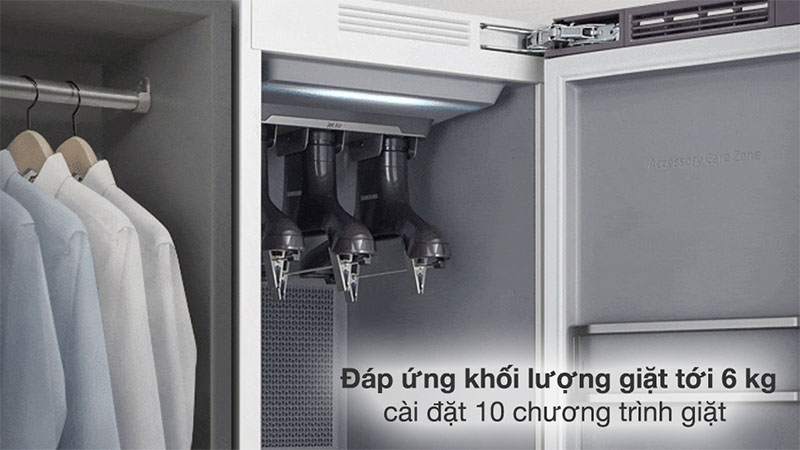 Khối lượng giặt và chương trình của Tủ chăm sóc quần áo thông minh Inverter Bespoke AirDresser 3 móc Samsung DF60A8500EG/SV