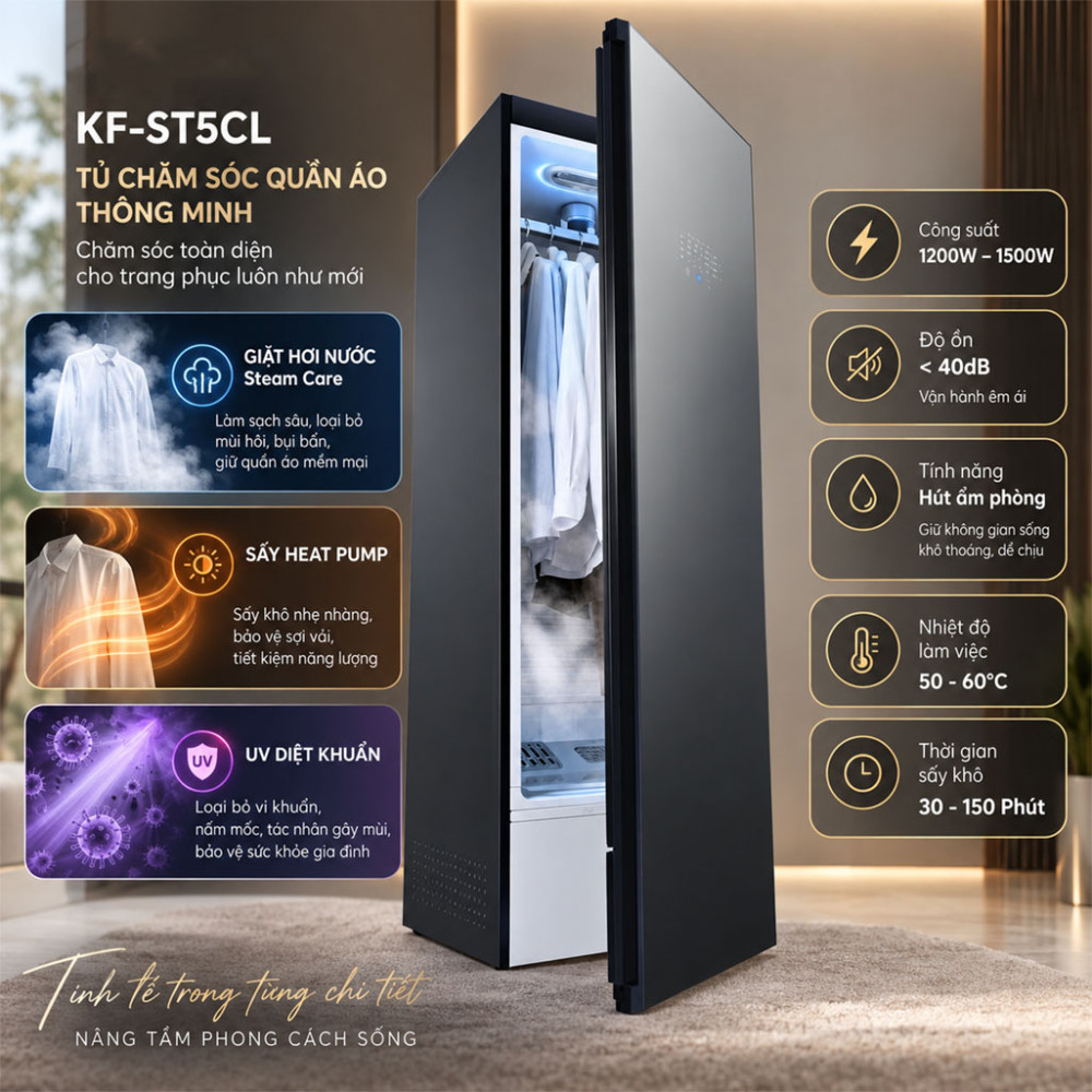 Tủ chăm sóc quần áo thông minh Kaff KF-ST5CL - Hàng chính hãng