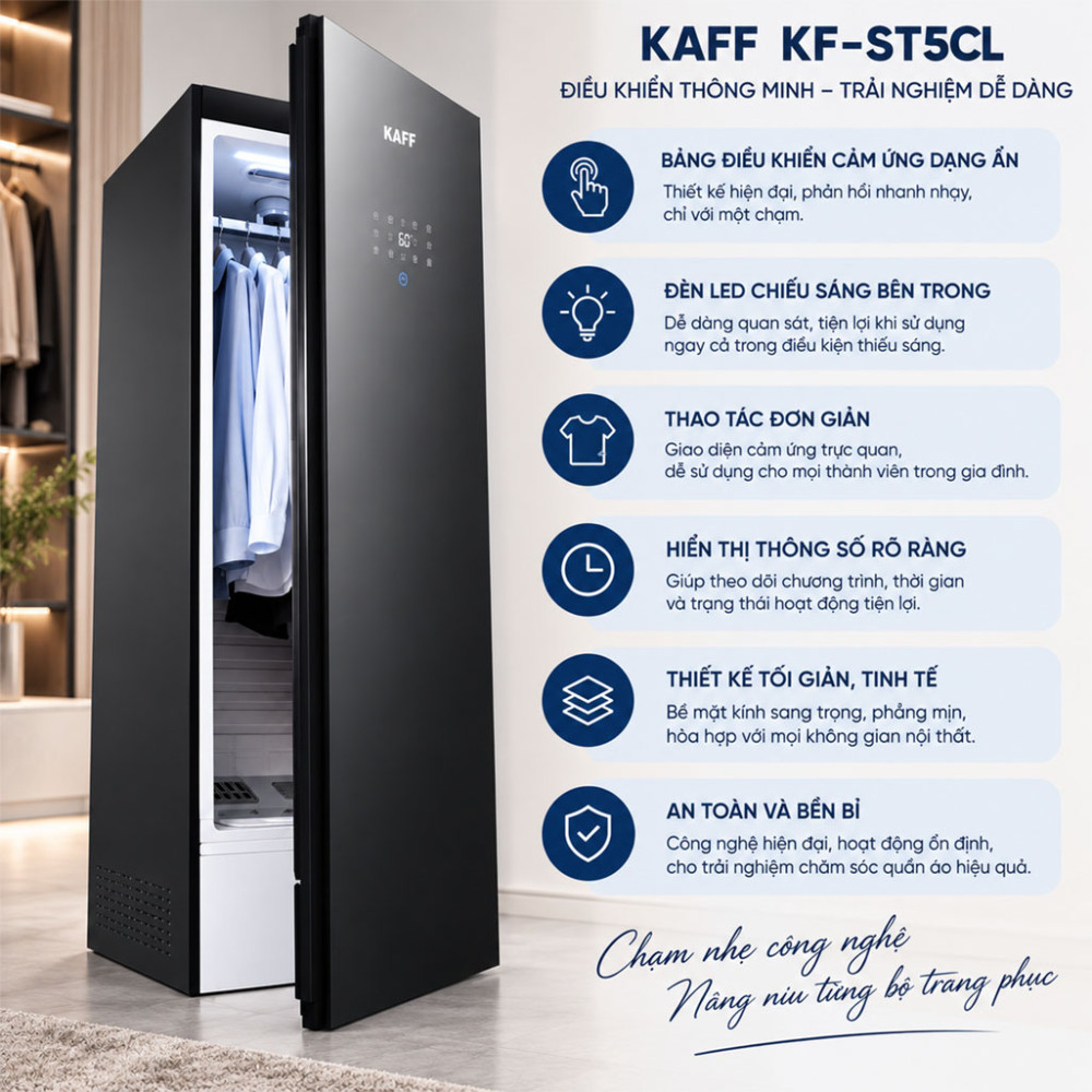 Tủ chăm sóc quần áo thông minh Kaff KF-ST5CL - Hàng chính hãng
