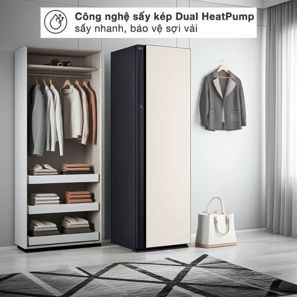 Tủ chăm sóc quần áo thông minh LG Styler 5 móc SC5MBR80H được ứng dụng công nghệ sấy hiện đại