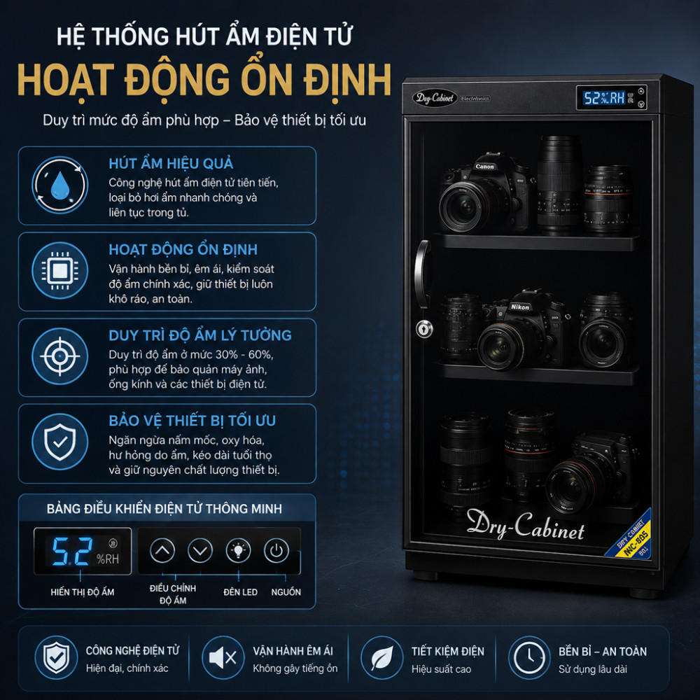Tủ chống ẩm Kumisai DHC 100 - Hàng chính hãng