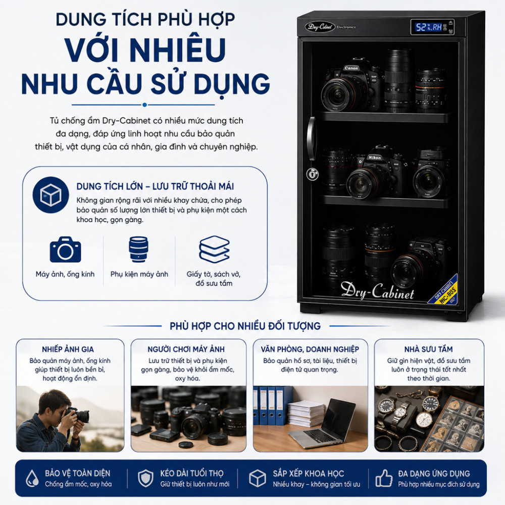 Tủ chống ẩm Kumisai DHC 100 - Hàng chính hãng