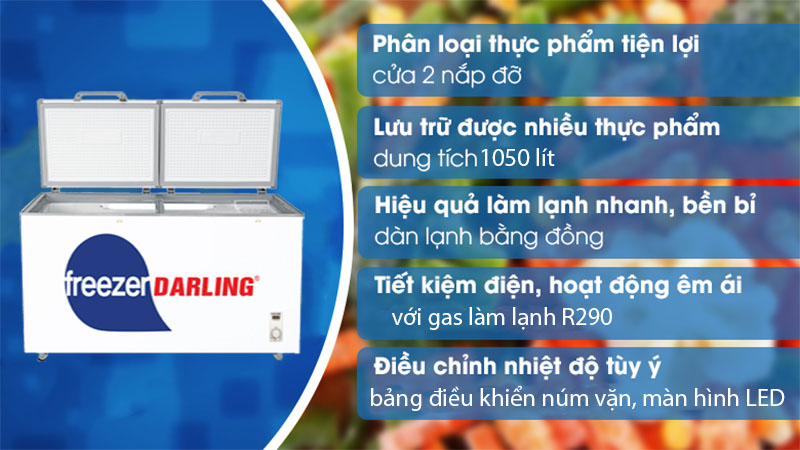 Tủ đông 1 ngăn 1050L Darling DMF-1079AE