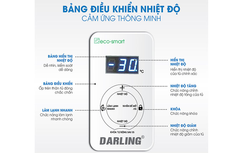 Bảng điều khiển của Tủ đông 1 ngăn Darling DMF-3799AS