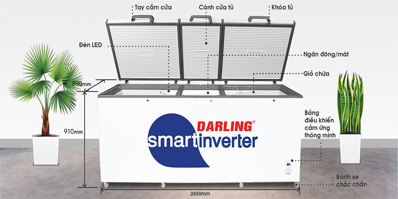 Tủ đông 3 cánh Inverter Darling DMF-1279ASI