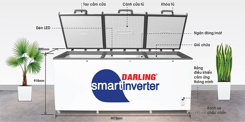 Tủ đông 3 cánh Darling Inverter 1700 lít DMF-1579ASI