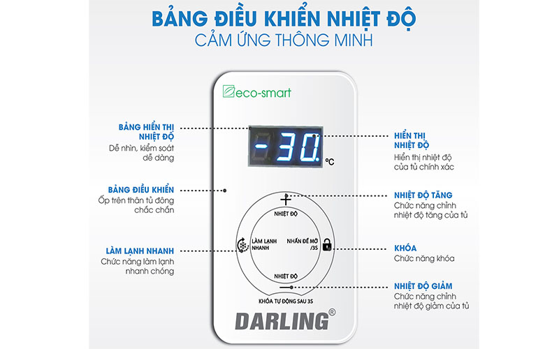 Bảng điều khiển của Tủ đông 3 cánh Darling Inverter 1700 lít DMF-1579ASI