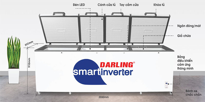 Tủ đông 4 cánh Inverter 2100L Darling DMF-1779ASI