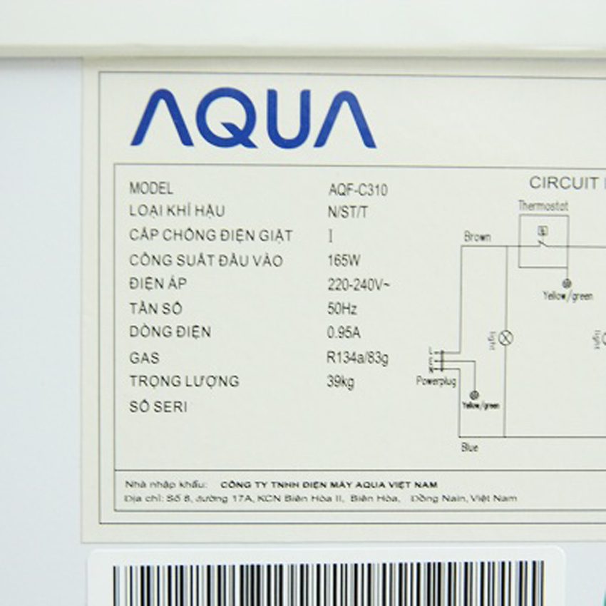 Thông số của tủ đông Aqua AQF-C310