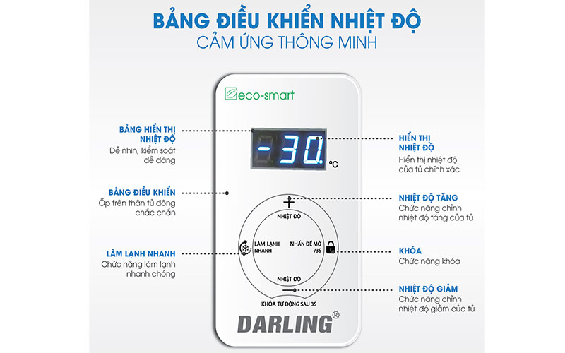 Bảng điều khiển của Tủ đông 1 ngăn Inverter Darling DMF-1079ASI