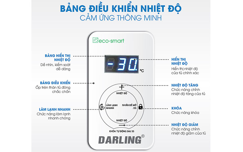 Bảng điều khiển của Tủ đông 1 ngăn 1200 lít Darling Inverter DMF-1179ASI-1