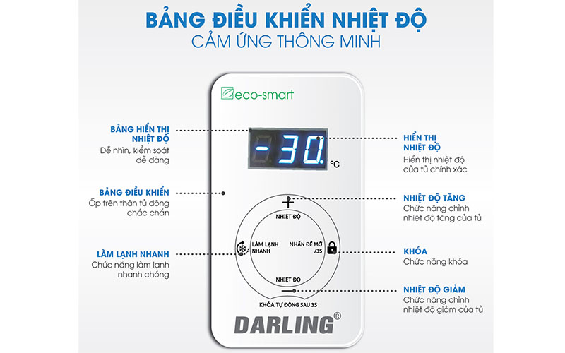 Bảng điều khiển của Tủ đông 1 ngăn Inverter Darling DMF-9779ASI