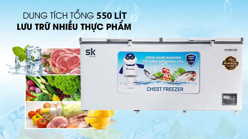 Dung tích của Tủ đông Inverter Sumikura 550 lít SKF-550SI