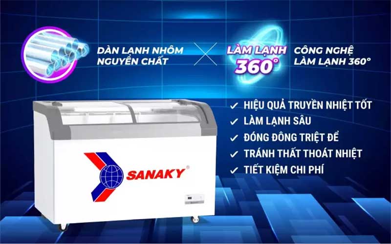 Chất liệu dàn lạnh của Tủ đông Sanaky VH-382KB