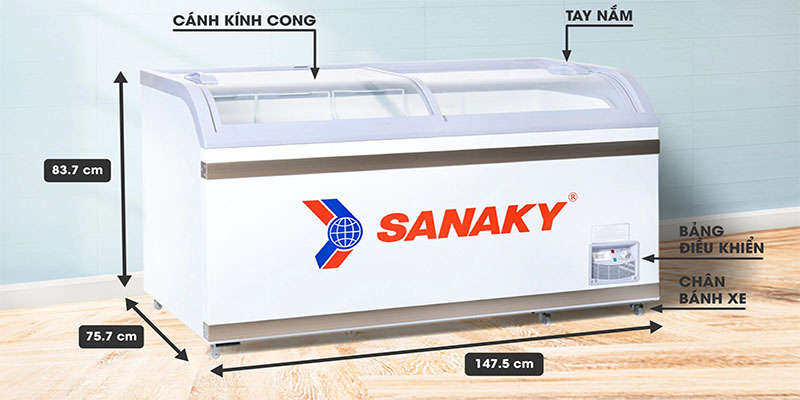 Thiết kế của Tủ đông mặt kính Sanaky VH-888KA