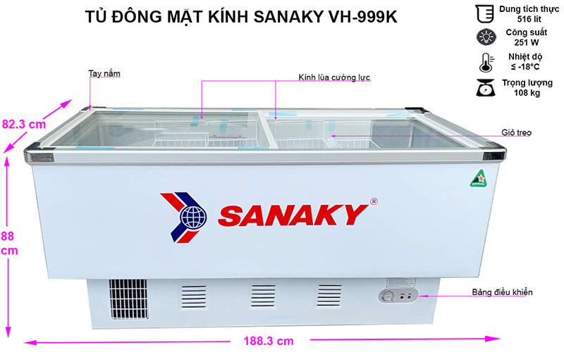 Thiết kế của Tủ đông Sanaky VH-999K