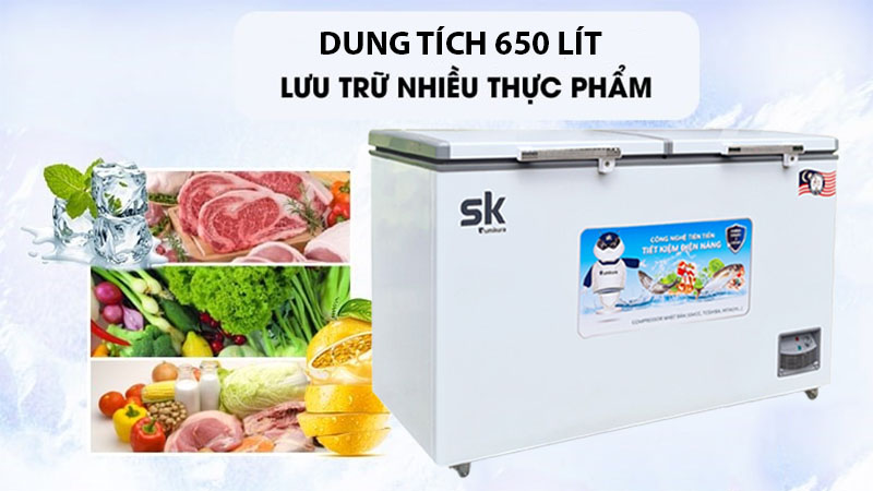 Dung tích của Tủ đông Sumikura SKF-650S