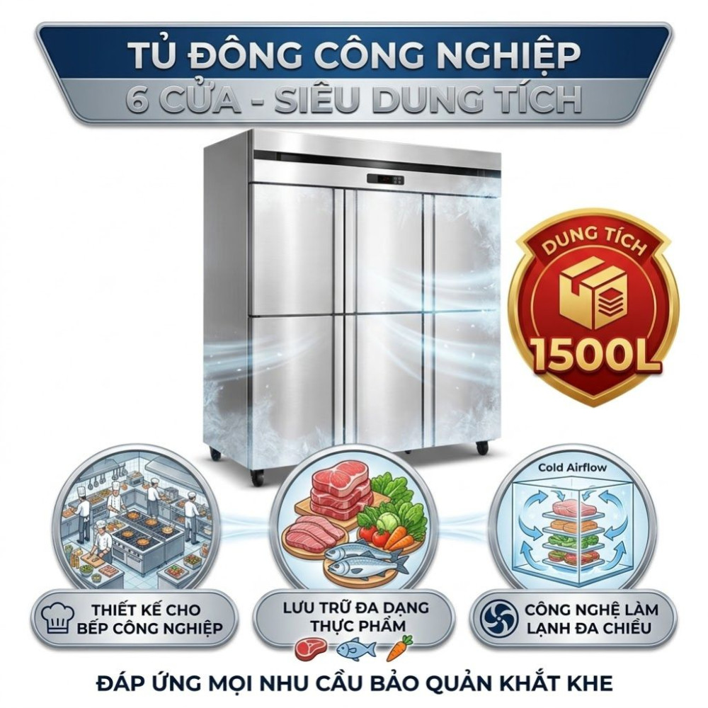 Tủ đông công nghiệp 6 cánh Beptop TDL-6C - Hàng chính hãng