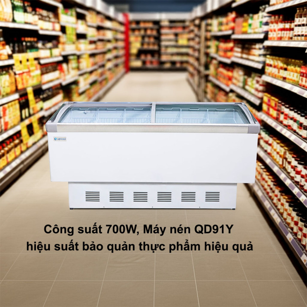 Tủ đông đảo mặt kính phẳng 2m Lightcool SD-798 615L hiệu suất làm lạnh hiệu quả