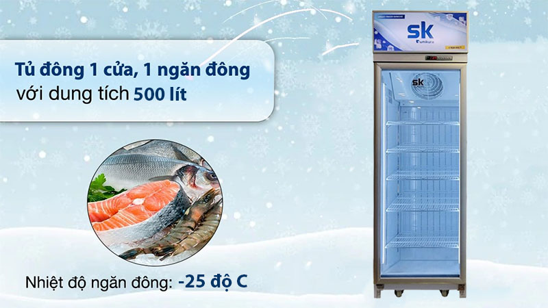 Dung tích của Tủ đông đứng mặt kính Sumikura SKFG-50HZ1