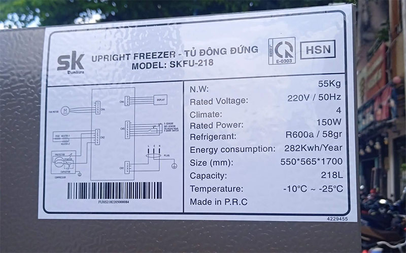 Tủ đông đứng Sumikura SKFU-218.HSN