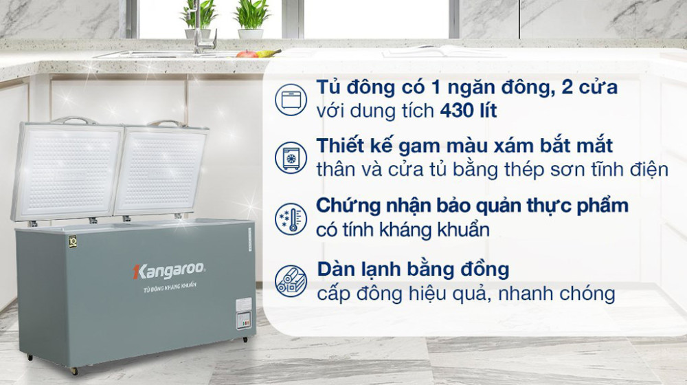 Tính năng nổi bật của tủ đông 2 cánh Kangaroo KGFZ490IG1