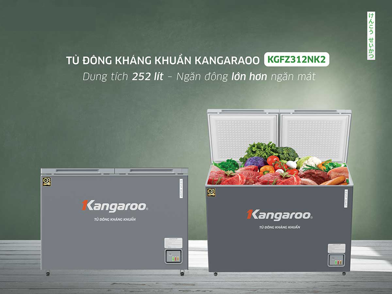 Tủ đông kháng khuẩn Kangaroo KGFZ312NK2 - Hàng chính hãng