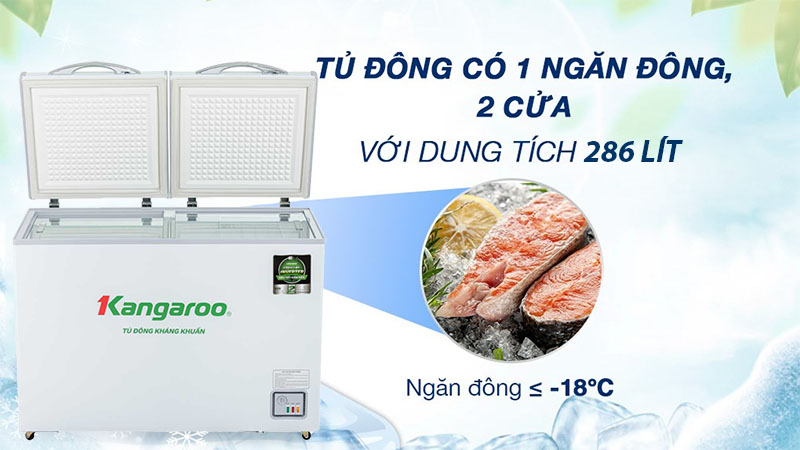 Dung tích của Tủ đông kháng khuẩn Inverter Kangaroo 286 lít KG399IC1