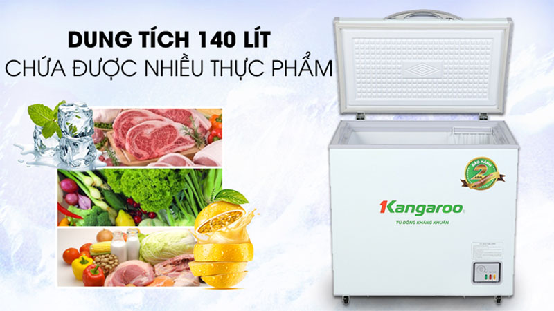 Dung tích của Tủ đông kháng khuẩn Kangaroo 140 lít KG265NC1