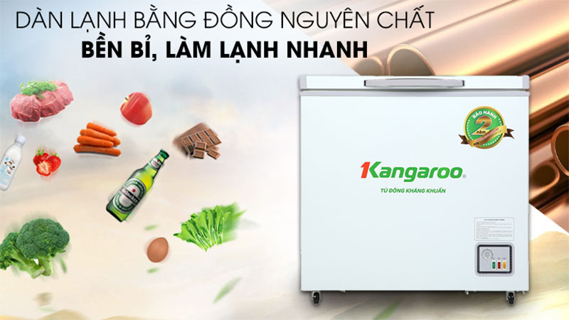 Chất liệu dàn lạnh của Tủ đông kháng khuẩn Kangaroo 140 lít KG265NC1