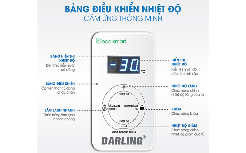 Bảng điều khiển của Tủ đông mát 230L Darling DMF-2699WS