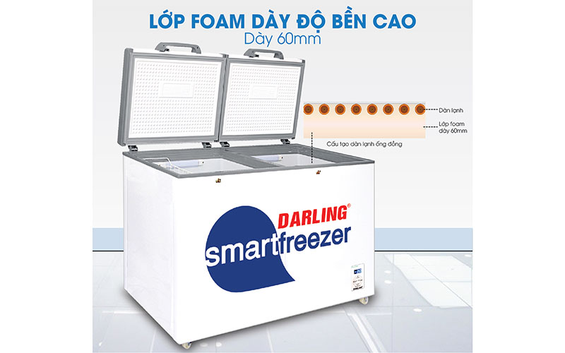 Thiết kế thành tủ của Tủ đông mát 370L Darling DMF-3699WS-2