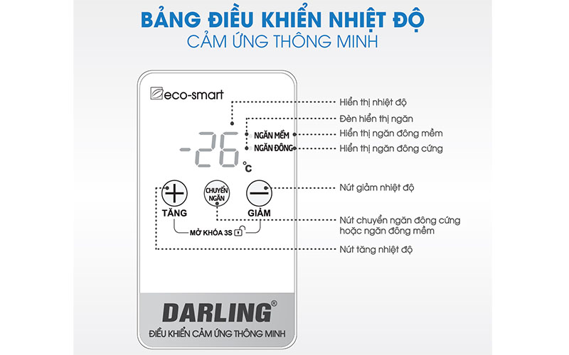 Bảng điều khiển của Tủ đông mát 370L Darling DMF-3699WS-4