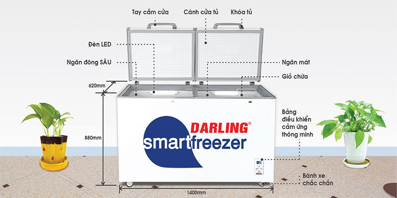 Tủ đông mát 2 ngăn 450L Darling DMF-4699WS-2