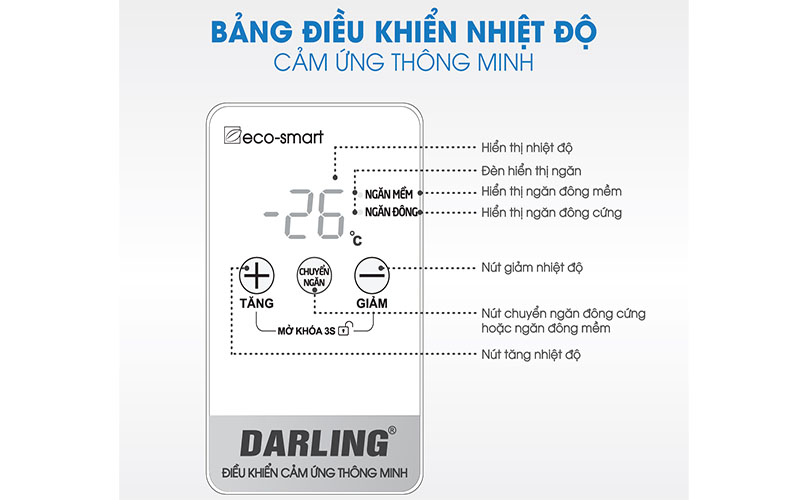 Bảng điều khiển của Tủ đông mát Darling Inverter 370 lít DMF-3699-WSI-4