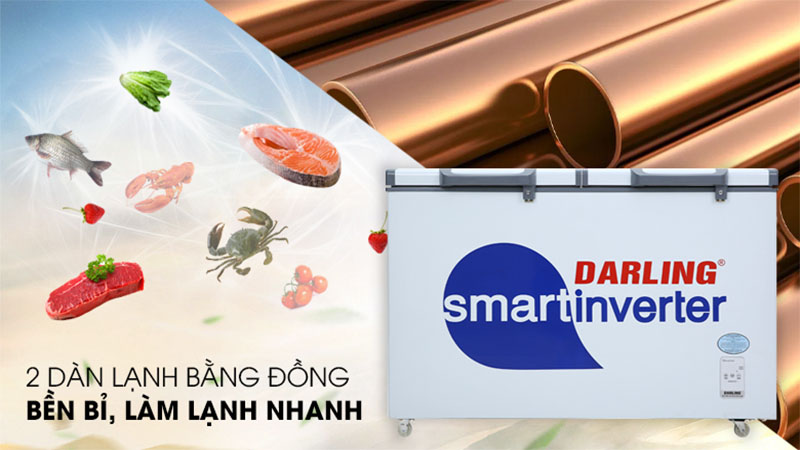 Chất liệu dàn lạnh của Tủ đông mát Darling Inverter 370 lít DMF-3699-WSI-4