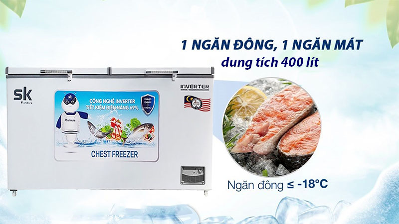 Dung tích của Tủ đông mát Inverter Sumikura SKF-400DI