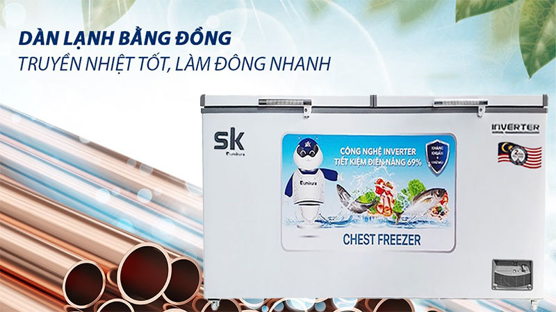 Chất liệu dàn lạnh của Tủ đông mát Inverter Sumikura SKF-400DI