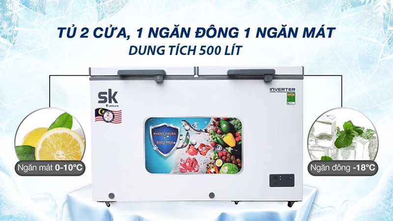 Dung tích của Tủ đông mát Inverter Sumikura SKF-500DI