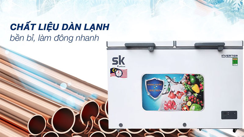 Chất liệu dàn lạnh của Tủ đông mát Inverter Sumikura SKF-500DI