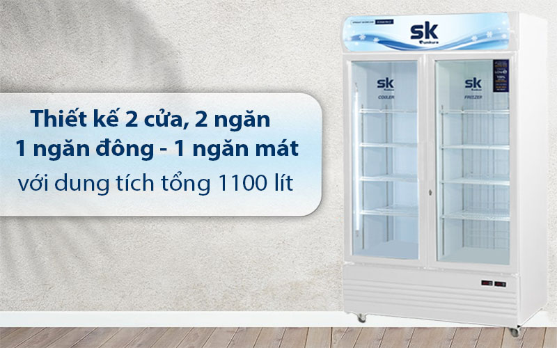 Dung tích của Tủ đông mát đứng mặt kính Sumikura SKFC-120.IC 