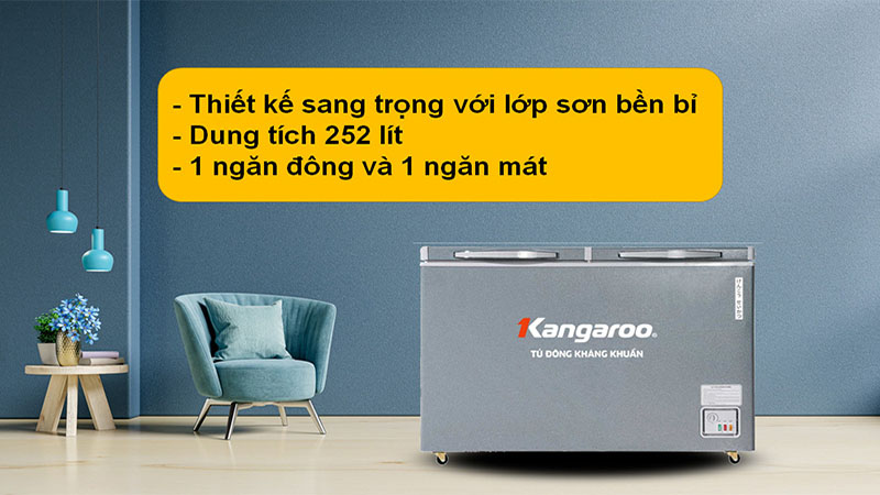 Dung tích của Tủ đông mát kháng khuẩn Kangaroo 252 lít KGFZ318NG2