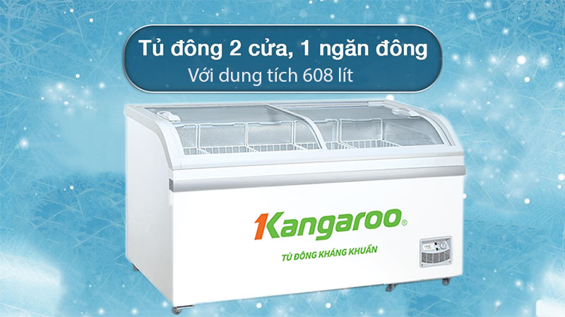 Dung tích của Tủ đông mặt kính lùa Kangaroo 608 lít KG608A1